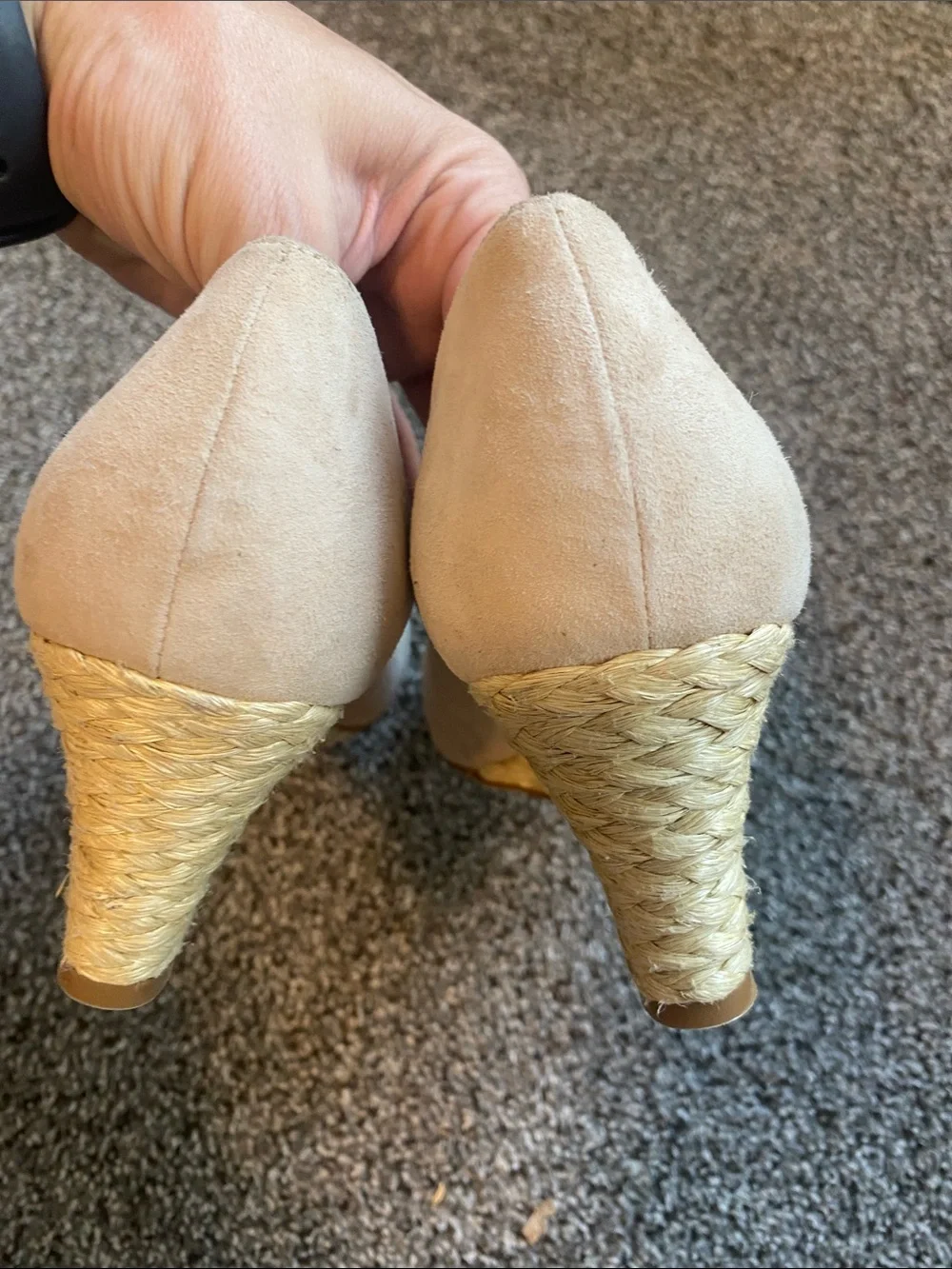 LK Bennett Cream Wedge Pumps with Subtle Metallic Heel
